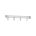 For Wire Shelving, Four Hooks, 18" Deep, Silver, 2 Bars/pack. Fixed Price $19.85.
