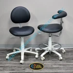 Brewer Dental Stool Set - 3345L Assistant's And 3335B Doctor's Black Vinyl. Fixed Price $895.00.