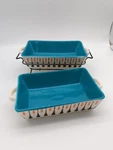 Pair Studio California Laurie Gates Ceramic Bakers One Metal Rack 7.5X5.2X2 In. Fixed Price $11.48.