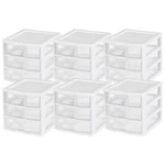 Sterilite Clearview Plastic Small 3 Drawer Desktop Storage Unit, White, 6 Pack. Fixed Price $39.89.