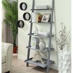 American Heritage Five-shelf Ladder Bookcase Gray Solid Wood Finish. Fixed Price $141.99.