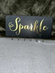 Black Wooden Jewelry Holder With 6 Brass Hooks Organizer. Fixed Price $10.00.