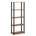 Furinno Turn-s-tube Wood 5-TIER Shelf Display Rack Light Cherry/black. Fixed Price $66.35.