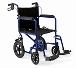 Medline Lightweight, Foldable, Aluminum Transport Wheelchair - Blue Frame. Fixed Price $119.99.