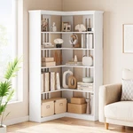 Corner Panel Bookcase Display 5 Tier With Storage White. Fixed Price $132.99.