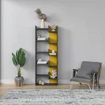 Chic Ada Bonaparte Anthracite & Mustard Bookcase - 64.17" X 53.4. Fixed Price $104.99.