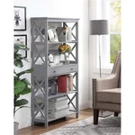 Convenience Concepts Oxford Five-tier Bookcase With Drawer Gray Wood Finish. Fixed Price $184.99.