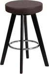 Flash Furniture 24" High Faux Leather Counter Stool Wooden Legs Brown Vinyl Seat. Fixed Price $26.90.