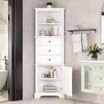 Modern Triangle Tall Bathroom Storage Cabinet With Drawers Door Corner. Fixed Price $189.99.