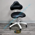 Brewer 9100 Series Dental Doctor's Stool / Black Premium Ultraleather Upholstery. Fixed Price $595.00.
