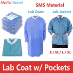 10/30PCS Dynarex Medical Lab Sms Jackets Coats 40G W/ Knit Cuffs Pockets S/m/l. Fixed Price $31.95.