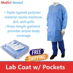 10/PCS Dynarex Medical Lab Sms Jackets Coats 40G W/ Knit Cuffs 3 Pockets S/m/l. Fixed Price $39.95.