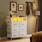 Dresser With Led Light, Fabric Chest Of Drawers Side Pocket & Shelf, White. Fixed Price $79.98.