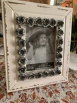 Studio Decor Picture Frame 5X 7 White Dist. Wood Design W/raised Metal Roses New. Fixed Price $22.50.