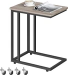 Vasagle End Table, Shaped Tv Tray With Metal Frame, Rolling Casters,. Fixed Price $40.99.