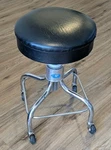 Vintage Pedigo Chrome Screw Shaft Adjustable Height Rolling Medical Stool. Fixed Price $124.99.