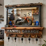 Custom Name Garage Key Holder Wood Wall Mount 2D Flat Rack Hook. Fixed Price $27.00.
