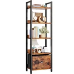 Furologee 5 Tier Bookshelf With Drawer, Tall Narrow Bookcase Shelves, Wo.... Fixed Price $57.14.
