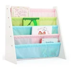 Humble Crew Child Book Rack With Fabric Sling Sleeves, Pastel, 4 Shelves. Fixed Price $29.82.