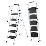 Anti Slip Folding Ladder Stool Wide Rubber Pedals Steel Frame 5 Steps Portable. Fixed Price $137.46.