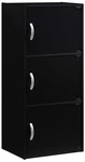 Hodedah Import 3-SHELF Bookcase Cabinet, Black Shelf,. Fixed Price $90.99.