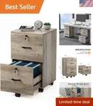 2 Drawer File Cabinet With Lock, Wood Rustic Gray Filing For Letter S.... Fixed Price $128.38.