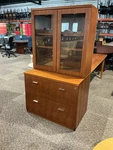 2 Dr Lateral File Cabinet W/ Bookcase With Glass Doors Cherry Wood By Hon. Fixed Price $399.00.