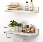 Zgo Floating Wall Shelves Set 2 Mounted White With Gold Frame. Fixed Price $30.00.