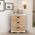 3 Tier X-side Corner Table Storage Cabinet With Wicker Baskets (collectible). Fixed Price $74.99.