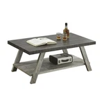 Contemporary Athens Two-tone Wooden Shelf Coffee Table, Walnut And Grey. Fixed Price $158.39.