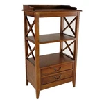 Benjara X Frame Wooden Rack With 2 Drawers And Open Shelf- Brown. Fixed Price $761.99.