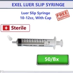Exel Syringe, Luer Slip Syringes With Cap, 10CC-12CC, Sterile, No Needle, 50/PK. Fixed Price $25.95.