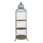 Benjara 67" 3 Tier Caged Iron Frame Display Shelf- Finial Top- Patina Blue. Fixed Price $364.99.