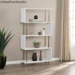 5 Bookcase Metal Frame White And Copper Modern Open Bookshelf Living Room. Fixed Price $245.00.