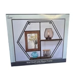 Geometric Floating Wall Shelf With Photo Frame 15 X 13 Black Metal & Wood New. Fixed Price $15.00.