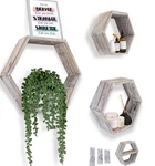 Comfify Rustic Wall Mounted Hexagonal Floating Shelves Set Of 3 Honeycom. Fixed Price $30.73.