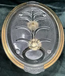 Vintage Mid-century Inland 14.75 Glass Meat Tray Platter With Warmer Stand. Fixed Price $30.00.