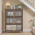 44 Inch Tall Steel Storage Cabinet With 3 Flip Doors Walnut Finish Ample. Fixed Price $130.00.