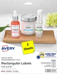 Sheets Avery 22828 Matte White Water Resistant Film Labels 1-1/4" X 1-3/4". Fixed Price $7.25.