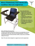 Winco 2571 Phlebotomy Blood Drawing Chair Adjustable Armrests 300LB Capacity. Fixed Price $504.00.