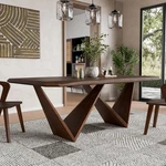 Mid-century Modern Live Edge Dining Table, Walnut, Seats 6-8, Steel Support. Fixed Price $1882.99.