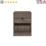 Kd Nightstand W/ Drawer Open Shelf Bedroom Storage Solid Wood Grey Finish New. Fixed Price $54.20.