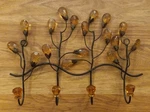 Vintage Mid Century Amber Glass Stone Metal 4 Hook Wall Hanging Ornate Decor. Fixed Price $21.00.