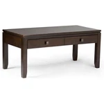 Simpli Home Cosmopolitan Solid Wood Coffee Table With Drawers In Mahogany Brown. Fixed Price $306.96.