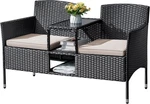 Outdoor Furniture Patio Loveseat Wicker 2-SEAT With Built-in Table And Cushions. Fixed Price $129.98.