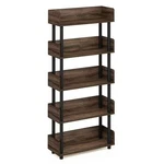 Furinno Bookcase 52.6" Tall Walnut Brown Dark Wood 5-TIER Display Rack Open Back. Fixed Price $74.74.