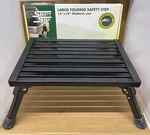 Safety Step F-08C-BLK Anti-slip Large Folding Stool, 15"D 19"WX 8"H. Fixed Price $79.99.