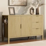 Modern Sideboard With 3 Drawers & Hooks, Wave Design For Living Room Entryway. Fixed Price $329.00.