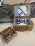 Home Design Studio 25-PIECE Wicker Picnic Basket With Separate Silverware. Fixed Price $39.99.