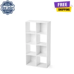 Mainstays 8-CUBE Storage Organizer, 11.8" Shelves, White Bookcase, Wood Display. Fixed Price $44.99.